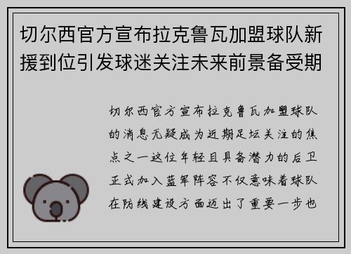 切尔西官方宣布拉克鲁瓦加盟球队新援到位引发球迷关注未来前景备受期待
